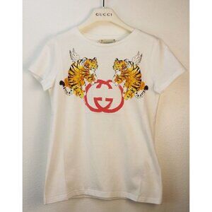 NWT Gucci KIds GG winged tiger t-shirt in white Size 4